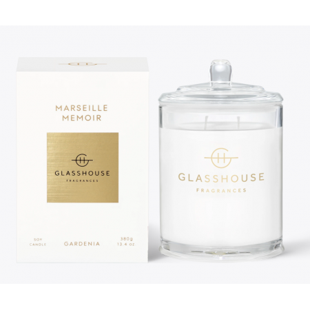Glasshouse Marseille Memoir 380g Soy Candle Gardenia Triple Scented